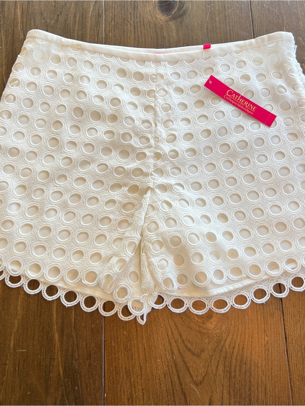 Catherine Malandrino White Eyelet Lace Women's Shorts-size 8